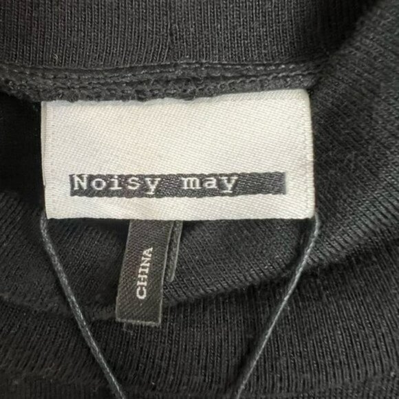 NWT Noisy May Finity Short Dress Metallic Silver & Black Fitted Short Sleeves S - Picture 7 of 14